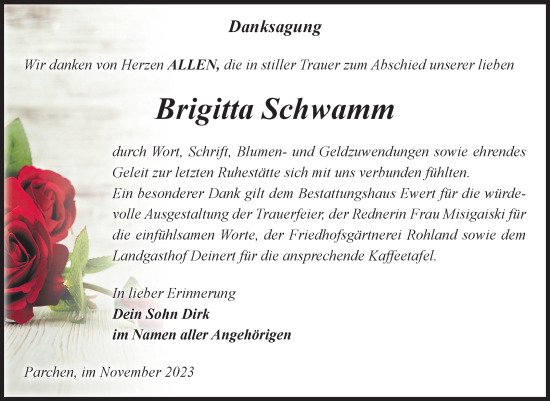 Traueranzeige von Brigitta Schwamm von Volksstimme Burg/Genthin