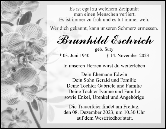Traueranzeige von Brunhild Eschrich von Volksstimme Magdeburg