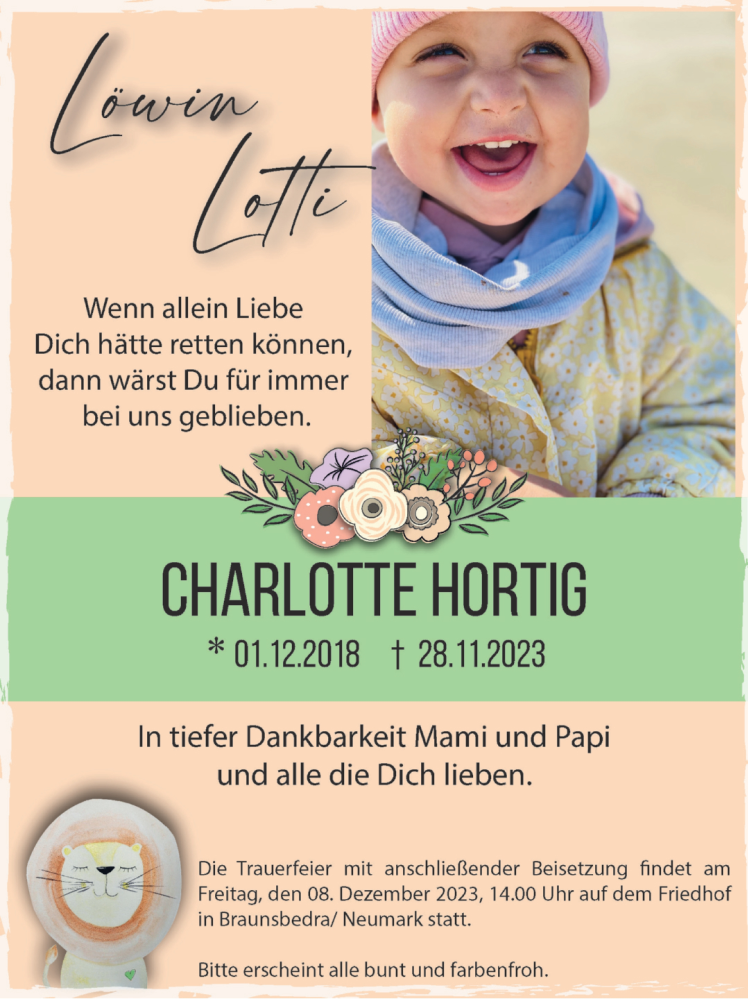  Traueranzeige für Charlotte Hortig vom 06.12.2023 aus Trauerkombi Merseburg