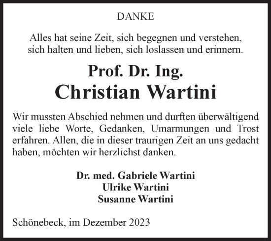 Traueranzeige von Christian Wartini von Volksstimme Magdeburg