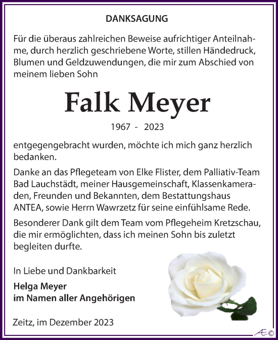Traueranzeige von Falk Meyer von Trauerkombi Zeitz