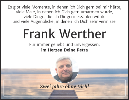 Traueranzeige von Frank Werther von Trauerkombi Merseburg