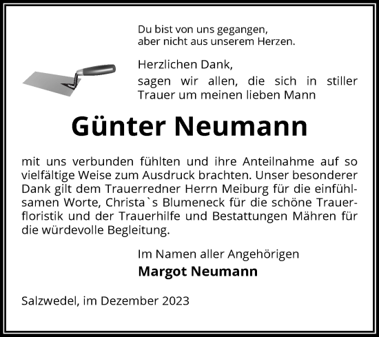 Traueranzeige von Günter Neumann von Volksstimme Altmark West