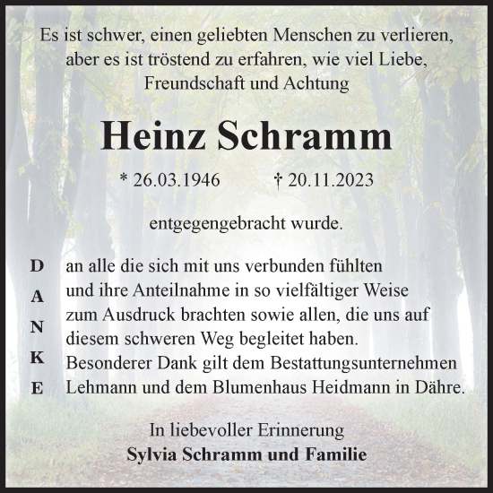 Traueranzeige von Heinz Schramm von Volksstimme Altmark West