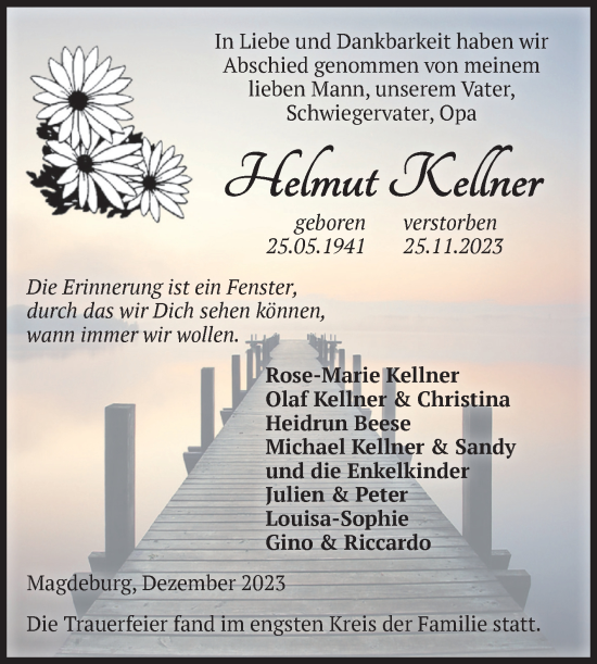 Traueranzeige von Helmut Kellner von Volksstimme Magdeburg