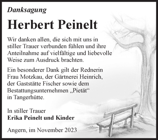 Traueranzeige von Herbert Peinelt von Volksstimme Haldensleben/Wolmirstedt
