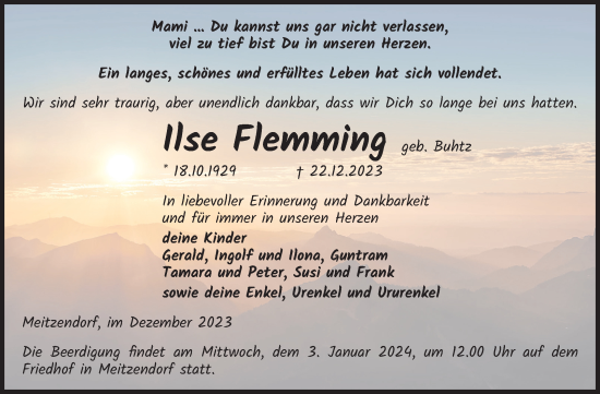Traueranzeige von Ilse Flemming von Volksstimme Haldensleben/Wolmirstedt