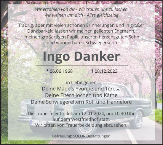 Traueranzeige von Ingo Danker von Volksstimme Magdeburg