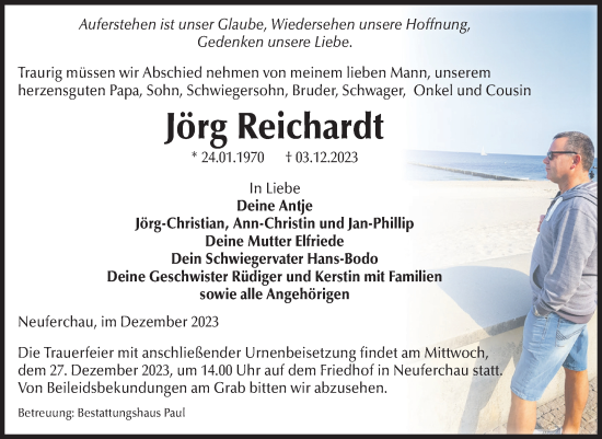 Traueranzeige von Jörg Reichardt von Volksstimme Altmark West