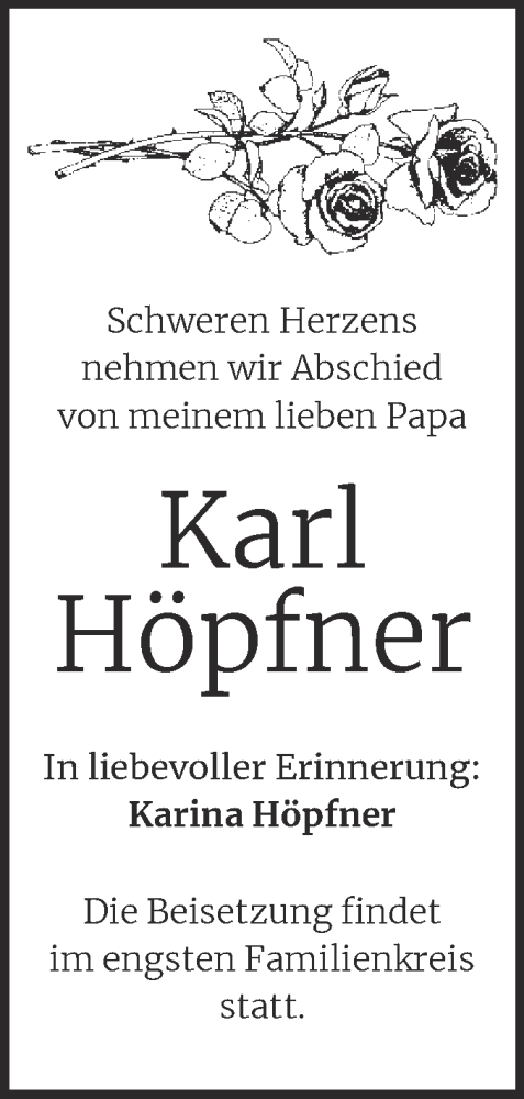 Traueranzeige von Karl Höpfner von Mitteldeutsche Zeitung Halle/Saalkreis