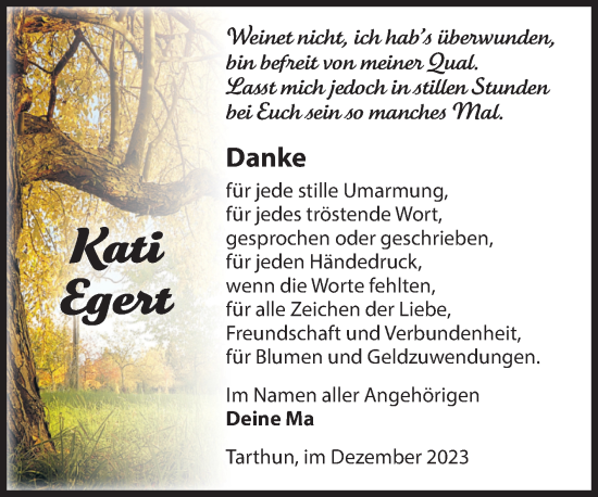 Traueranzeige von Kati Egert von Volksstimme Staßfurt