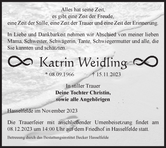 Traueranzeige von Katrin Weidling von Volksstimme Wernigerode
