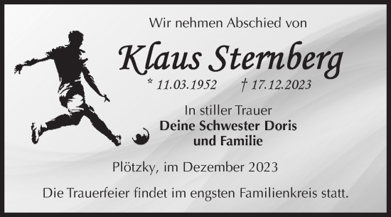 Traueranzeige von Klaus Sternberg von Volksstimme Schönebeck