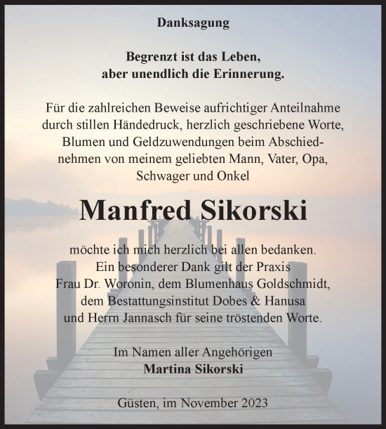 Traueranzeige von Manfred Sikorski 