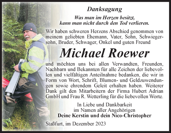 Traueranzeige von Michael Roewer von Volksstimme Staßfurt