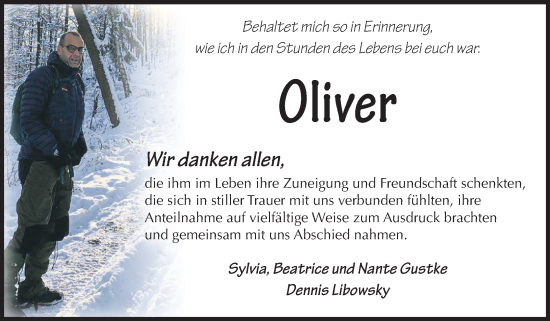 Traueranzeige von Oliver  von Volksstimme Wernigerode