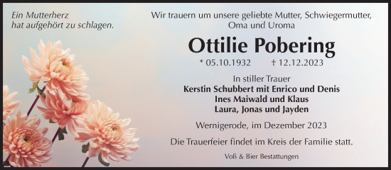 Traueranzeige von Ottilie Pobering von Volksstimme Wernigerode