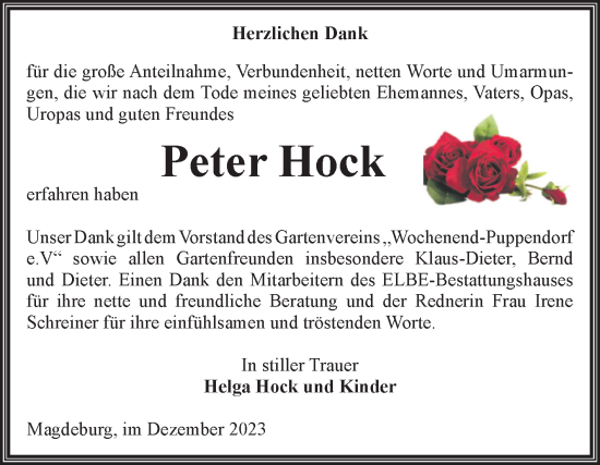 Traueranzeige von Peter Hock von Volksstimme Magdeburg