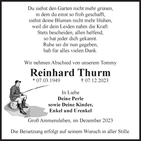 Traueranzeige von Reinhard Thurm von Volksstimme Haldensleben/Wolmirstedt