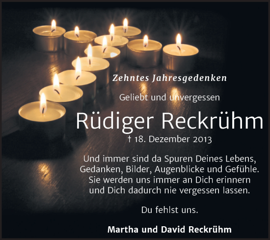 Traueranzeige von Rüdiger Reckrühm von Trauerkombi Köthen