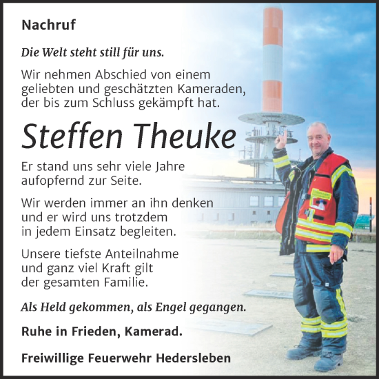 Traueranzeige von Steffen Theuke von Super Sonntag Quedlingburg
