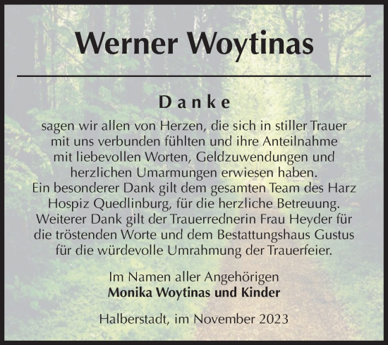 Traueranzeige von Werner Woytinas von Volksstimme Halberstadt