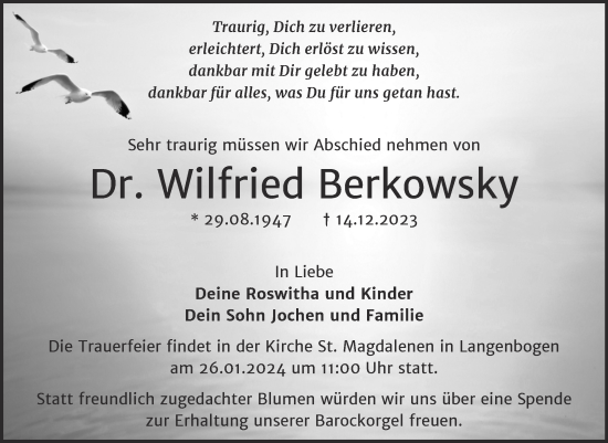 Traueranzeige von Wilfried Berkowsky von Mitteldeutsche Zeitung Halle/Saalkreis