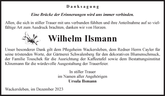 Traueranzeige von Wilhelm Ilsmann von Volksstimme Oschersleben/Wanzleben
