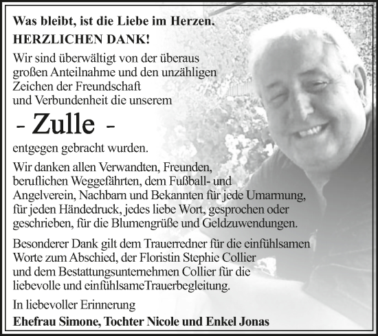 Traueranzeige von Zulle  von Trauerkombi Wittenberg