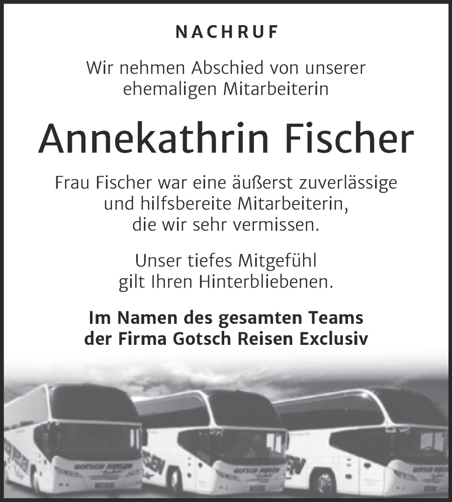  Traueranzeige für Annekathrin Fischer vom 25.02.2023 aus Super Sonntag Köthen