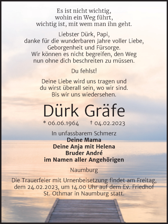 Traueranzeige von Dürk Gräfe von Naumburger Tageblatt