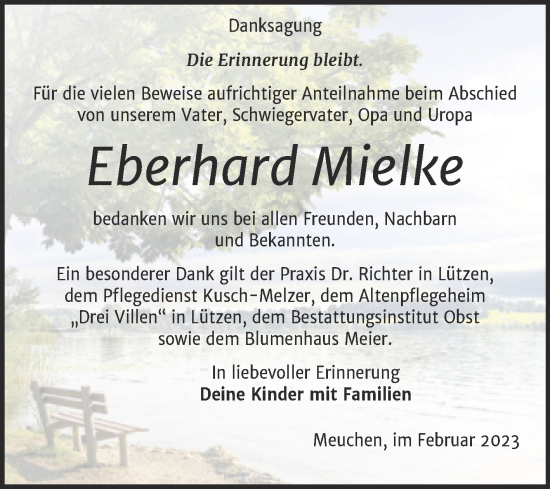 Traueranzeige von Eberhard Mielke von Trauerkombi Weißenfels