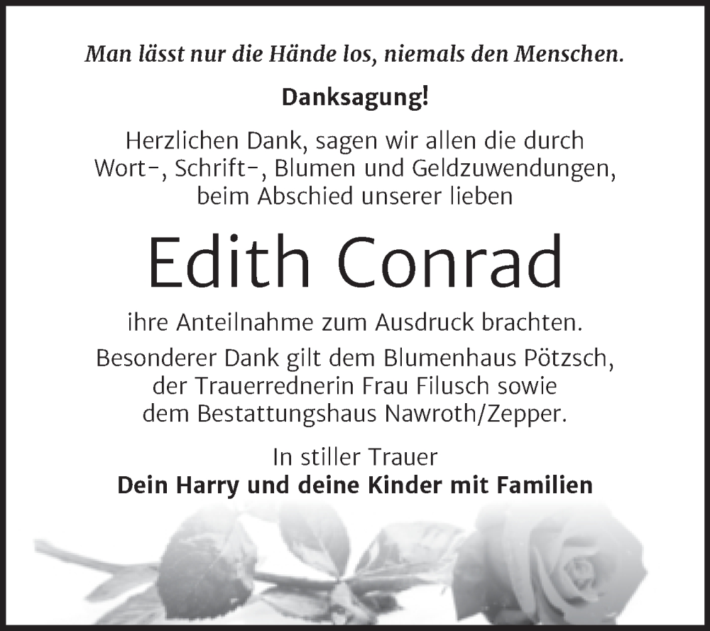  Traueranzeige für Edith Conrad vom 18.02.2023 aus Trauerkombi Bitterfeld