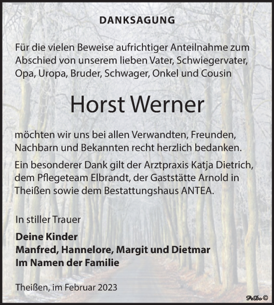 Traueranzeige von Horst Werner von Trauerkombi Zeitz