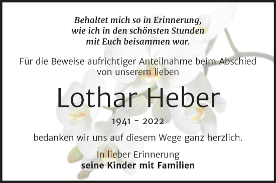 Traueranzeige von Lothar Heber von Trauerkombi Zeitz