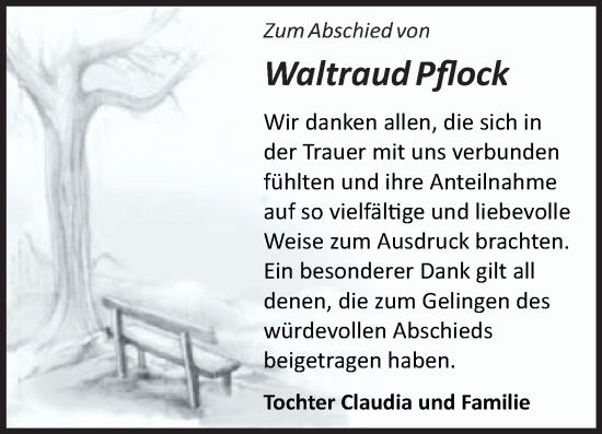 Traueranzeige von Waltraud Pflock von Trauerkombi Merseburg