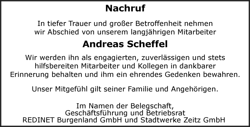  Traueranzeige für Andreas Scheffel vom 11.03.2023 aus Mitteldeutsche Zeitung Zeitz