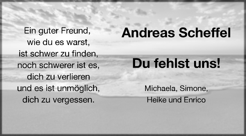  Traueranzeige für Andreas Scheffel vom 11.03.2023 aus Trauerkombi Zeitz