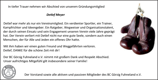 Traueranzeige von Detlef Meyer von Trauerkombi Köthen