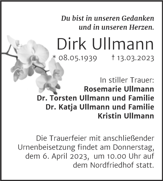 Traueranzeige von Dirk Ullmann von Mitteldeutsche Zeitung Halle/Saalkreis