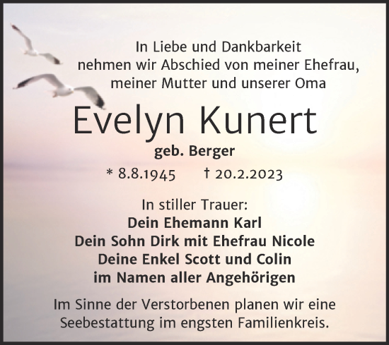 Traueranzeige von Evelyn Kunert von Mitteldeutsche Zeitung Halle/Saalkreis
