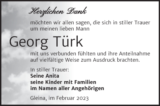 Traueranzeige von Georg Türk von Wochenspiegel Naumburg/Nebra