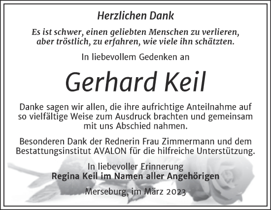 Traueranzeige von Gerhard Keil von Trauerkombi Merseburg