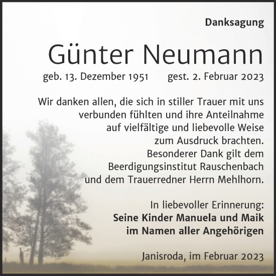Traueranzeige von Günter Neumann von Wochenspiegel Naumburg/Nebra
