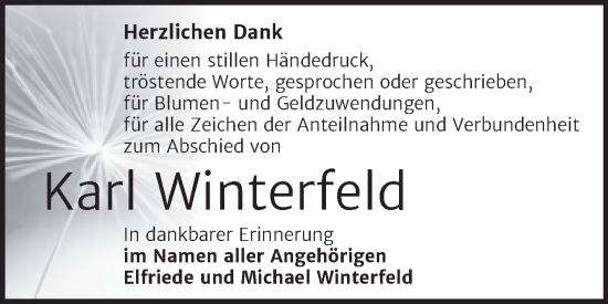 Traueranzeige von Karl Winterfeld von Trauerkombi Dessau