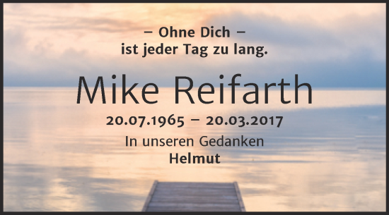 Traueranzeige von Mike Reifarth von Mitteldeutsche Zeitung Halle/Saalkreis