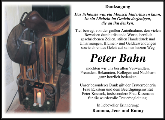 Traueranzeige von Peter Bahn von Trauerkombi Wittenberg