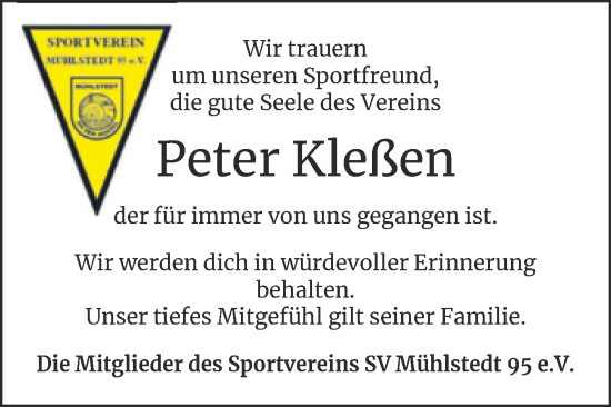 Traueranzeige von Peter Kleßen von Trauerkombi Dessau
