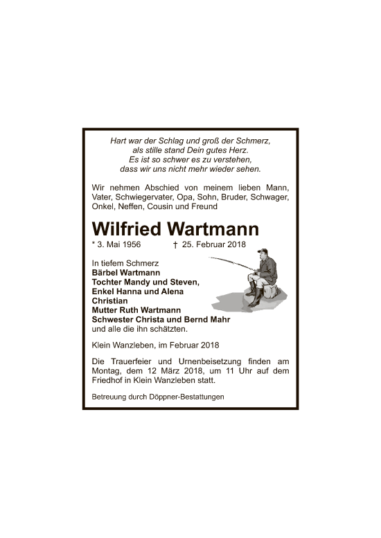 Traueranzeige von Wilfried Wartmann von Magdeburger Volksstimme