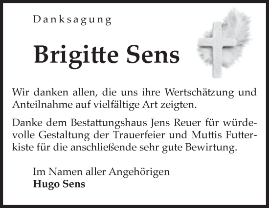Traueranzeige von Brigitte Sens von Volksstimme Magdeburg
